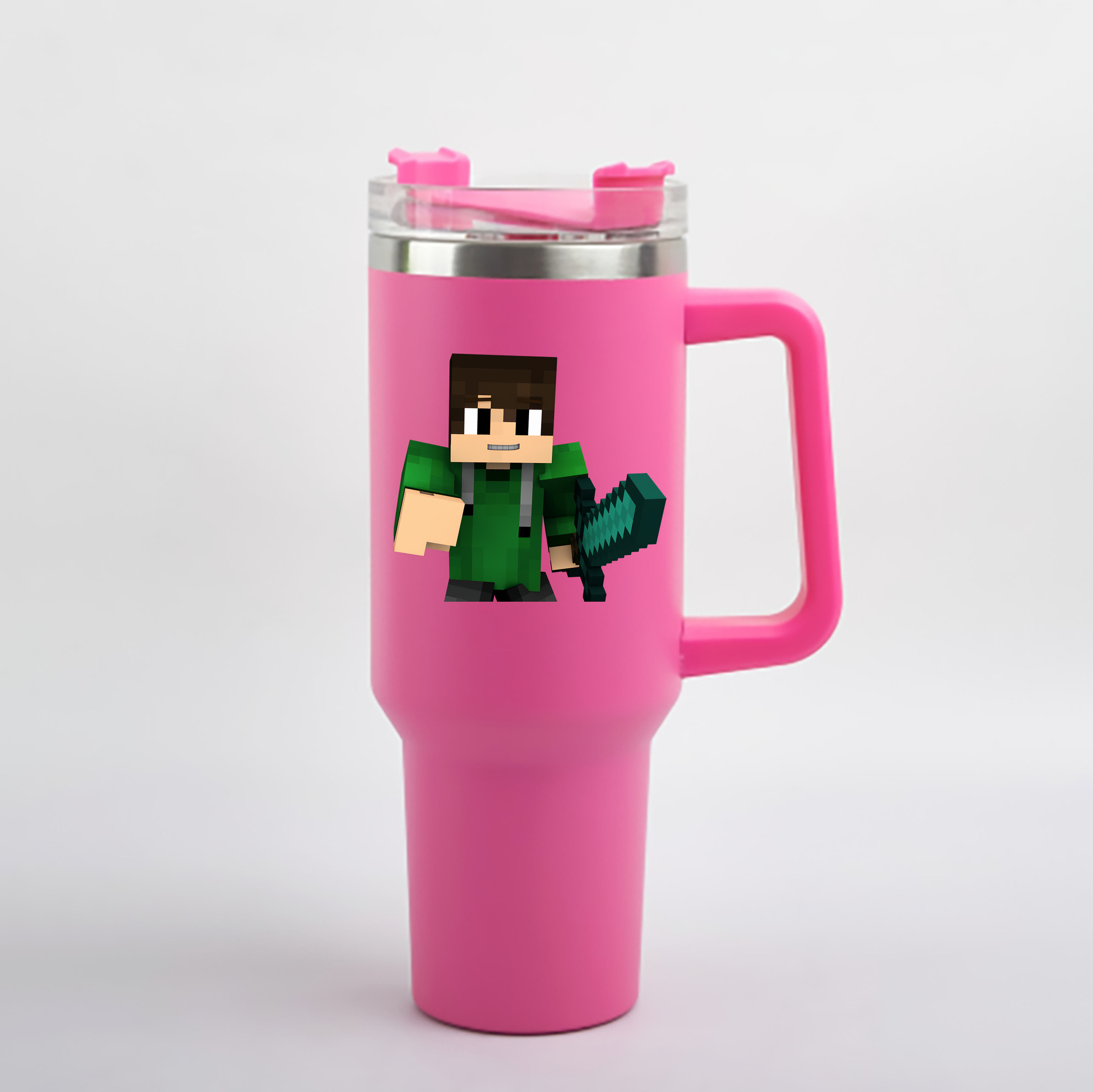 （画像用） マインクラフト ブロックの世界 Minecraft MC Block world 1200mL車用タンブラー - クリスタルステッカー（プラスチックストロー付き）